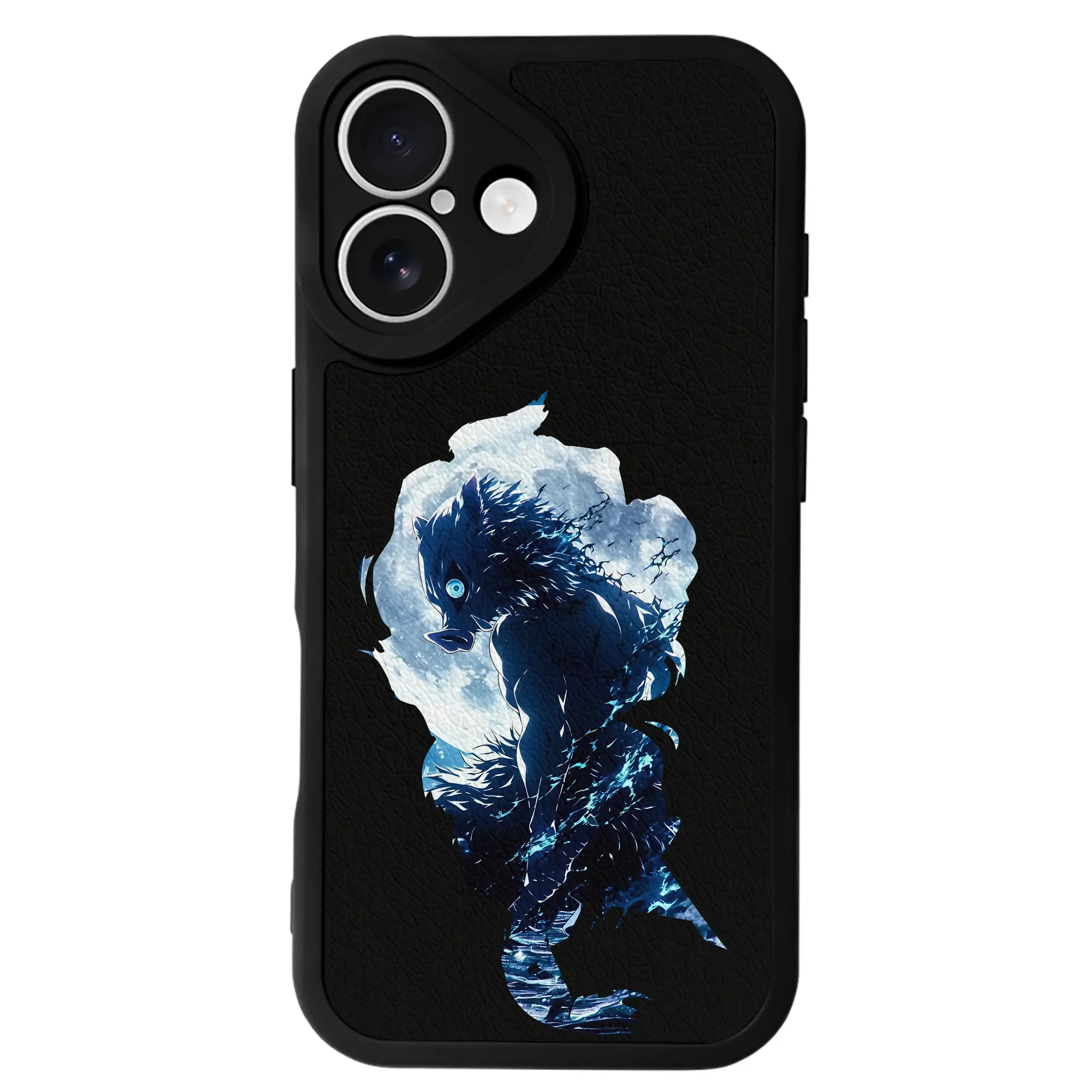 鬼滅の刃 グッズ,嘴平 伊之助 - IPhone 16シリーズ対応 ・ シリコンスマホケース ・ レザー調 ・ 高精度フィット ・ 耐衝撃 ・ ワイヤレス充電対応 ・ 精密カット